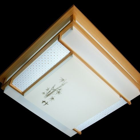 品位生活中式簡(jiǎn)約絲印原木羊皮吸頂燈 