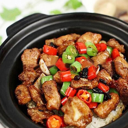 巧仙婆砂鍋燜魚(yú)飯快餐-豆豉排骨煲仔飯